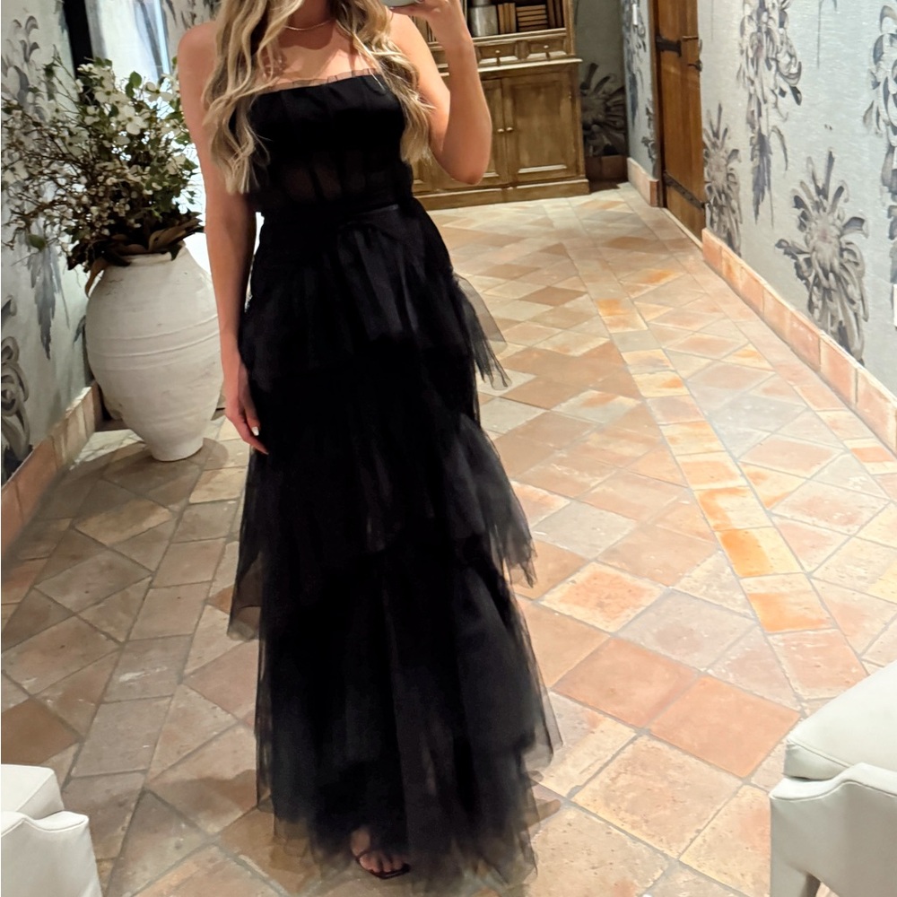 BCBGMaxAzria Black Corset Tulle Maxi Dress - Picture 6 of 6